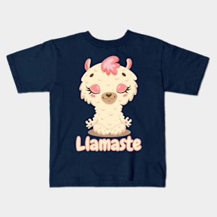 Llamaste Llama Namaste Yoga Llama Kawaii Cute Llama Kids T-Shirt